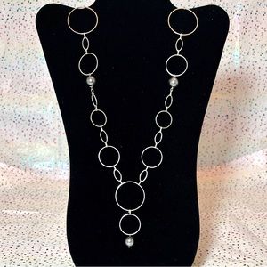 Grey Dots (pearls) and Silver Circles Necklace